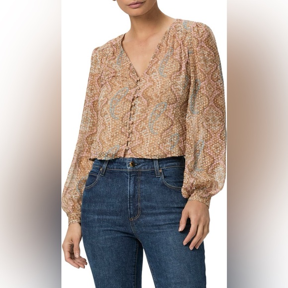 PAIGE Tops - Paige Women’s Dezi Balloon Sleeve Silk Blend Button Front Paisley Top Size Small